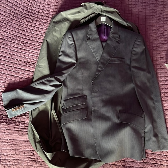 Paul Smith bluish suit, tiny stripes, characteristically colorful backing, 34x30 - Picture 1 of 8